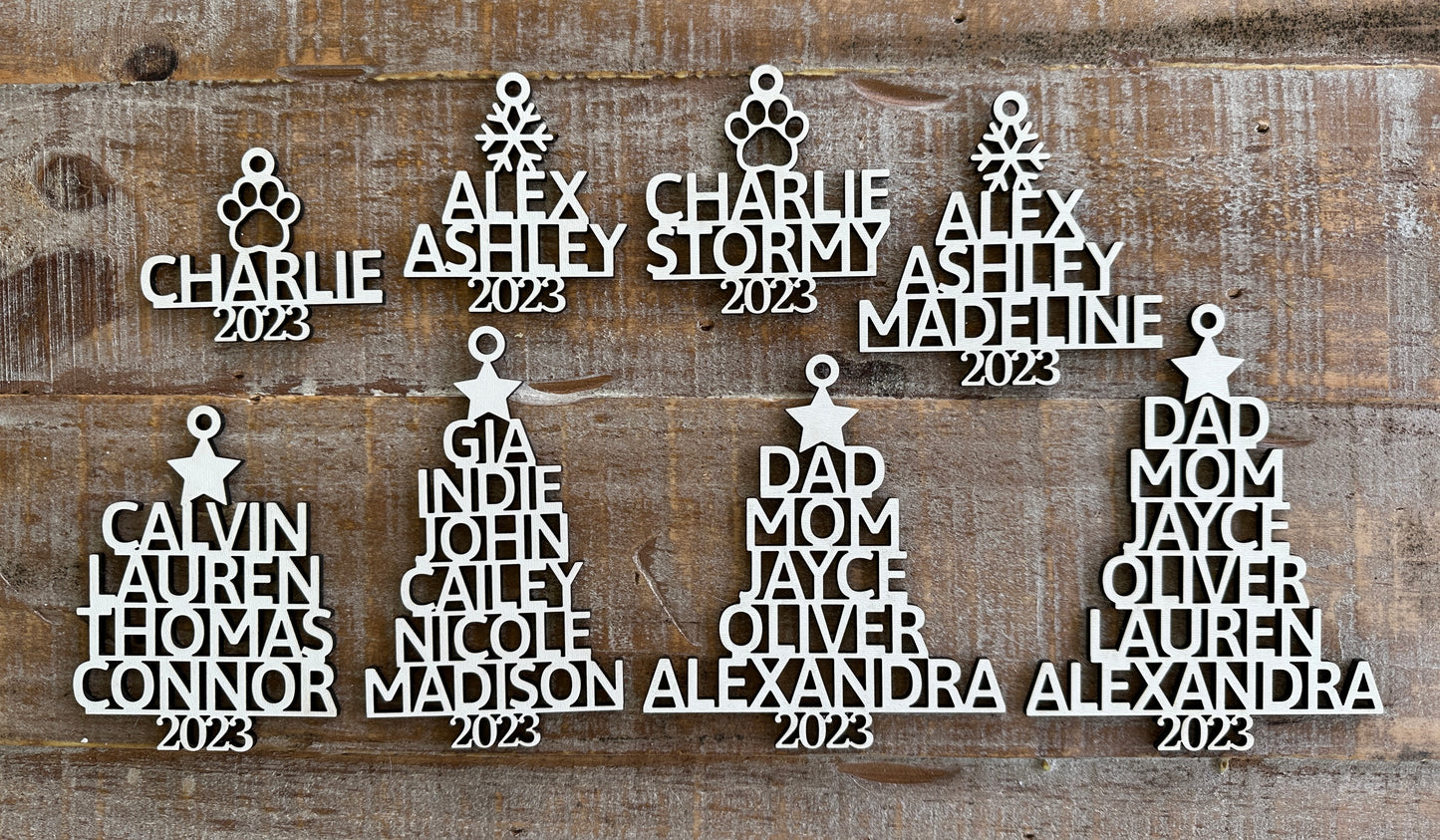 Custom Family Name Ornaments
