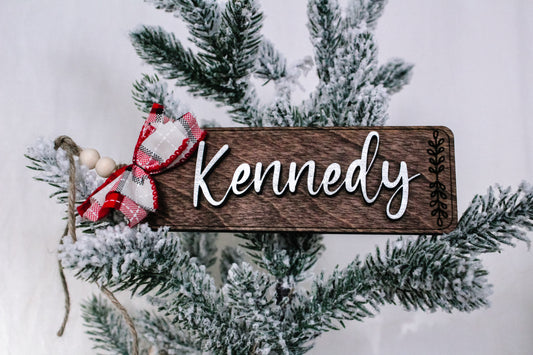 Rustic Holiday Stocking Tag with Bow